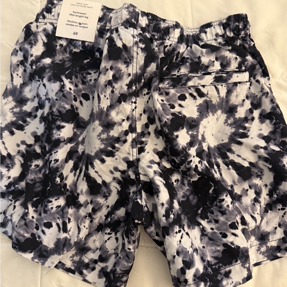 H&M Other - H&M Black and White Swim Shorts with Tie-Dye Pattern